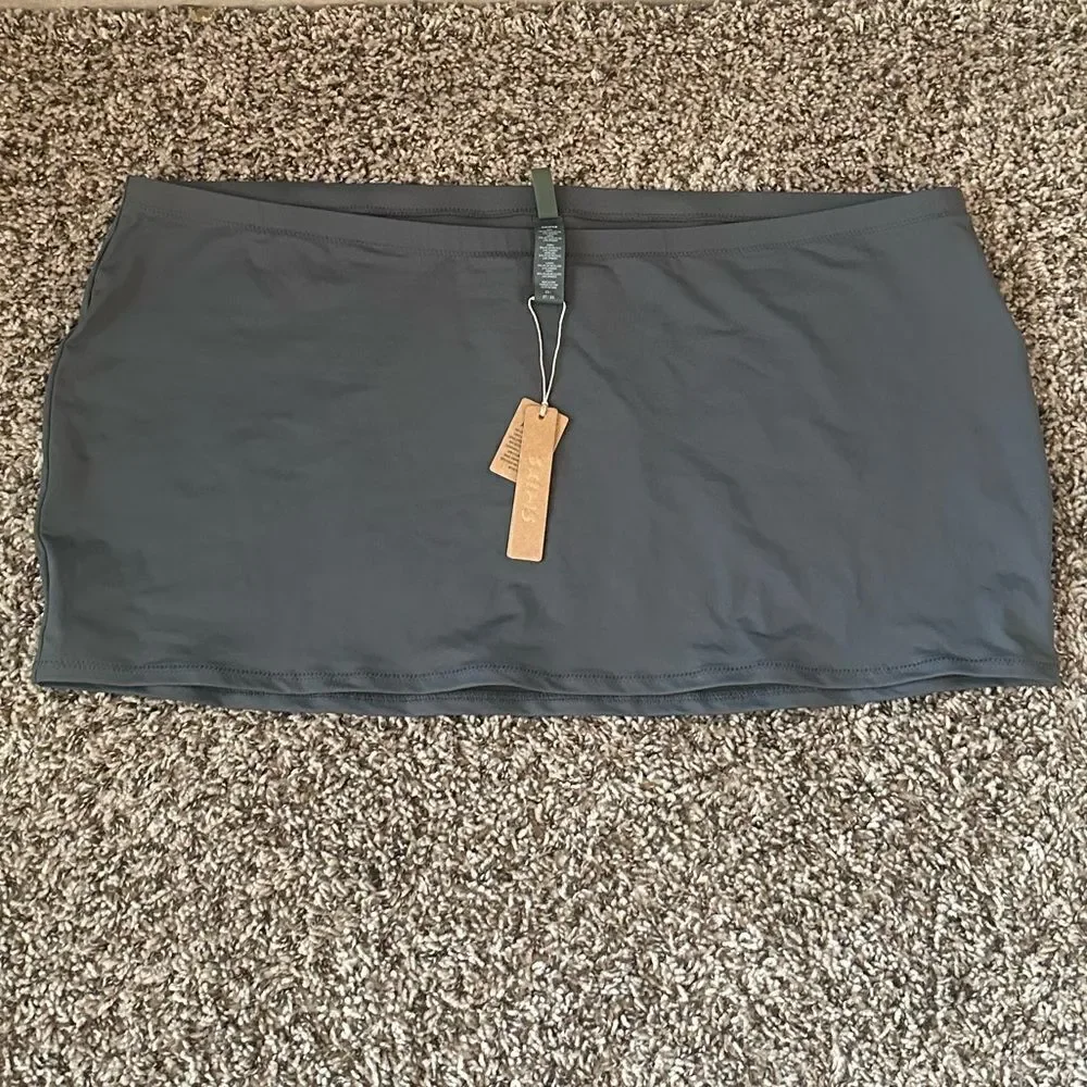NWT SKIMS Recycled Swim Micro Mini Skirt In Gunmetal Gray Swimsuit Skirt